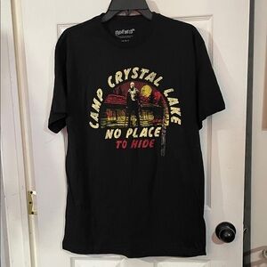 Friday the 13th Camp Crystal Lake Graphic Black T-Shirt. Size L